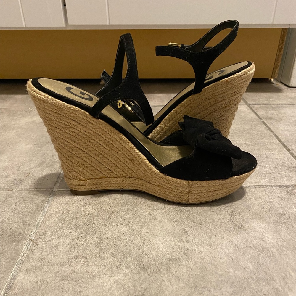 G by Guess Wedge Espadrille, Size 7, Black